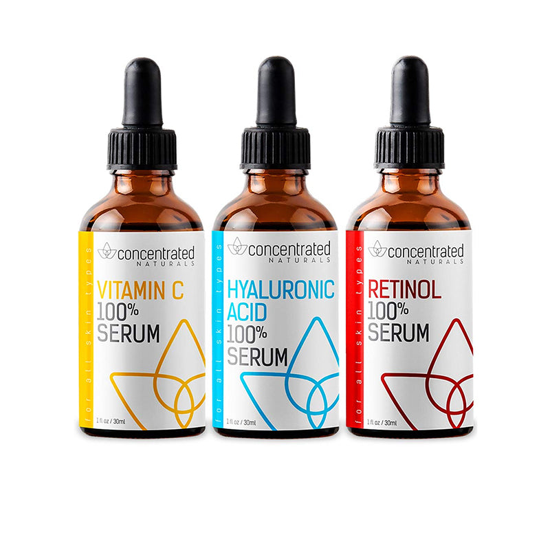 Complete Facial Serum Set Vitamin C, Acid and Retinol Serum – Naturals